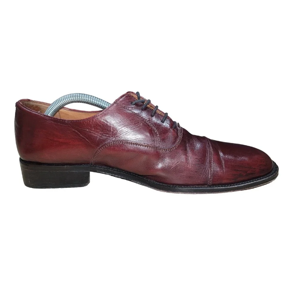 Sandro Moscoloni‎ Men's Bolero Burgundy Leather Oxford Cap Toe Shoes Sz 10